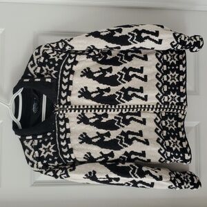 Icelandic Design Off White & Black Knit Jacket Sweater Size M